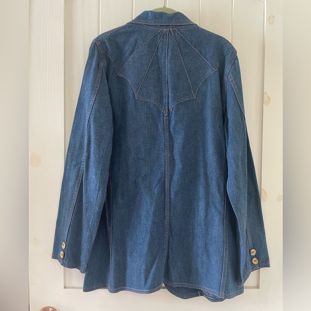 Women’s Vintage Jean Denim Blazer Jacket 2 Buttons With Pockets Size 40 Cotton - Picture 5 of 7